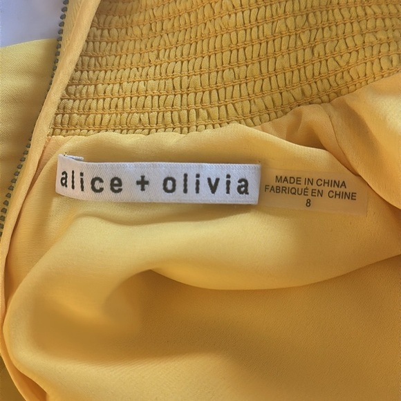 Alice and Olivia Karena Mini Babydoll Dress Golden Rod Sz 8 NWOT Party Yellow - Picture 10 of 15